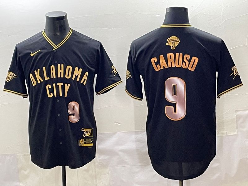 Men 2025 Oklahoma City Thunder #9 Caruso Black Gold Nike Joint Name NBA Jersey style 26->oklahoma city thunder->NBA Jersey